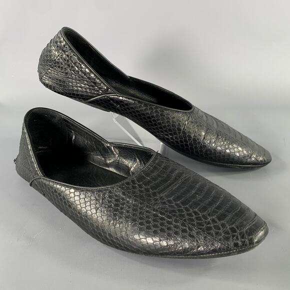 HAIDER ACKERMANN Size 8 Black Snake Leather Loafers